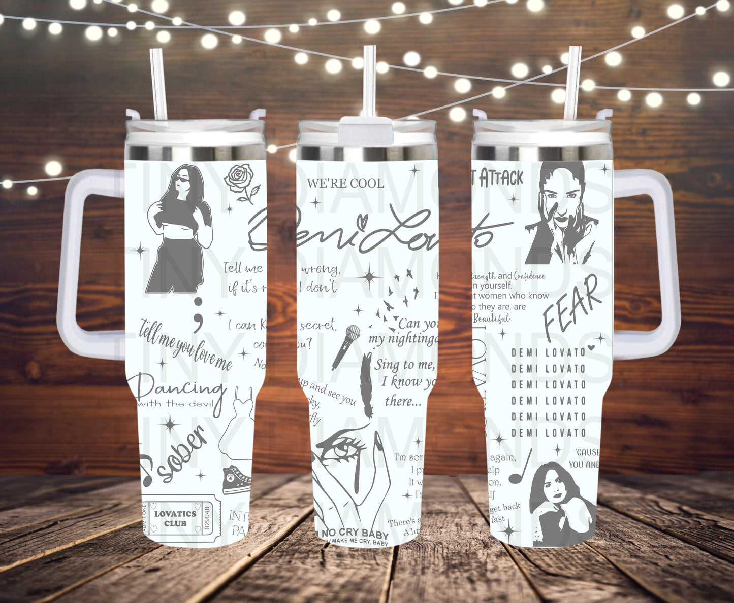 Demi Lovato Laser Engraved Tumbler 40 oz w/ Handle
