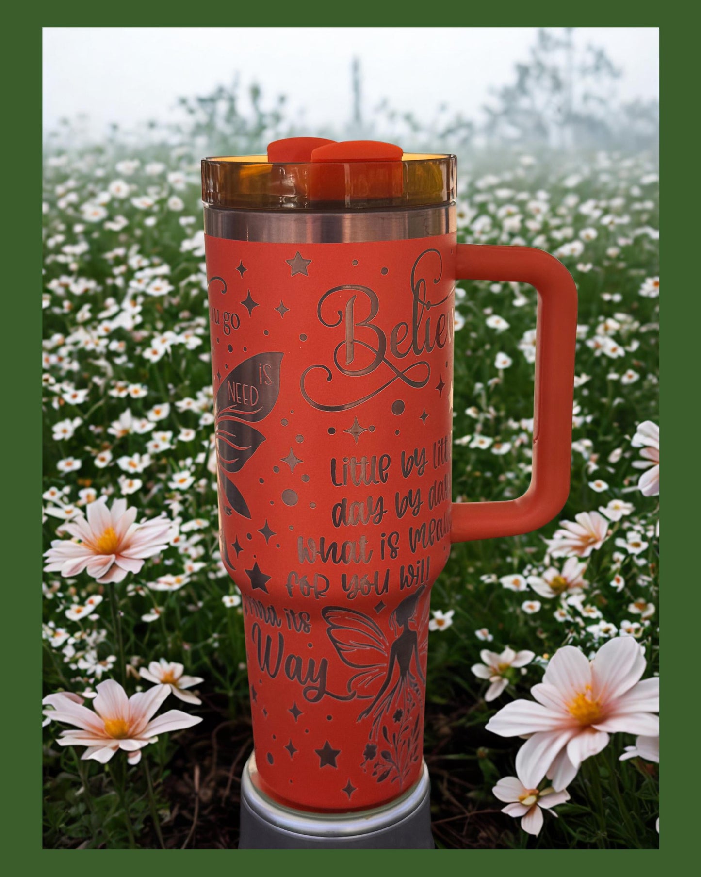 Fairy Laser Engraved Tumbler 40 oz w/ Handle