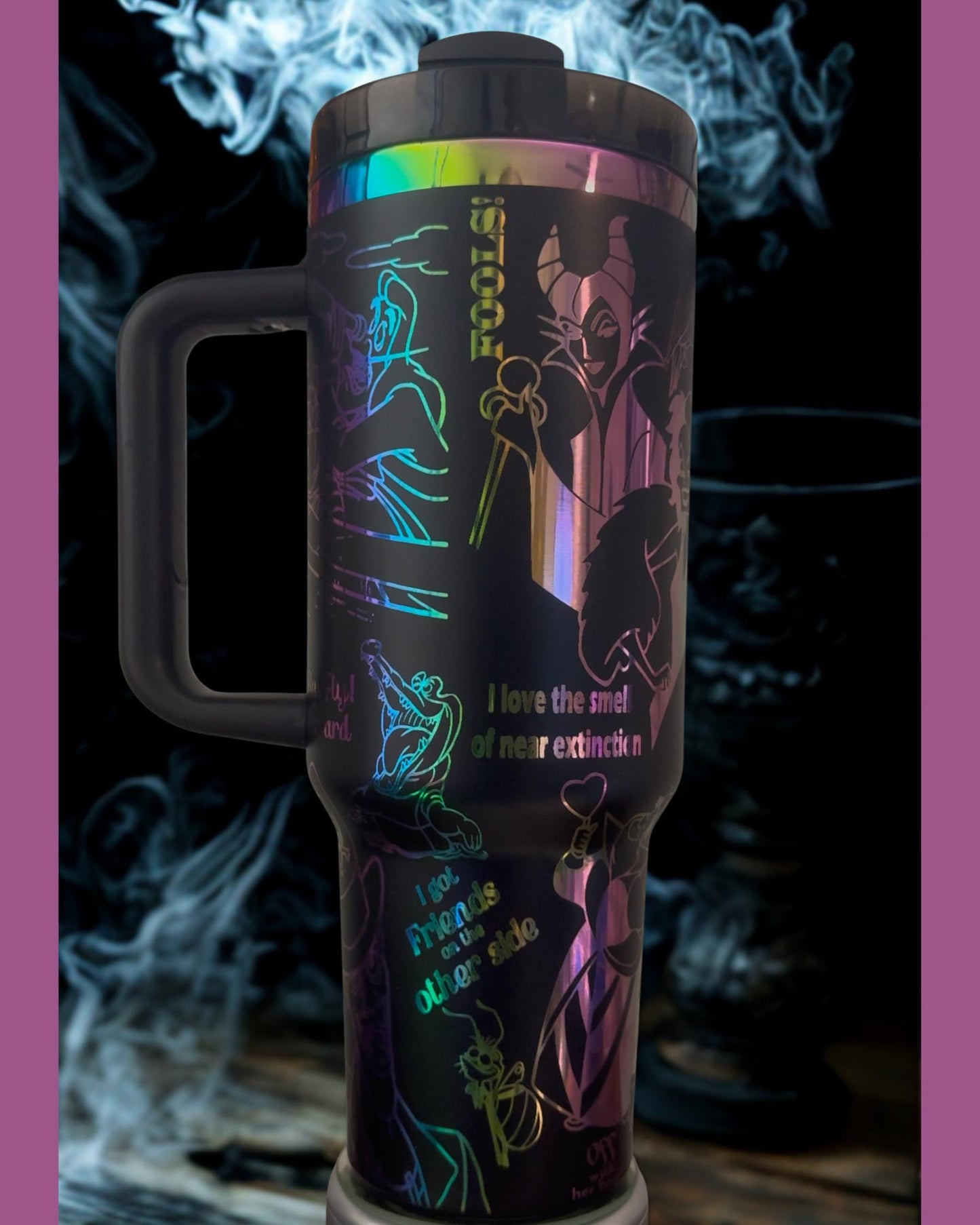 Villains' laser engraved tumbler 40 oz w/ Handle