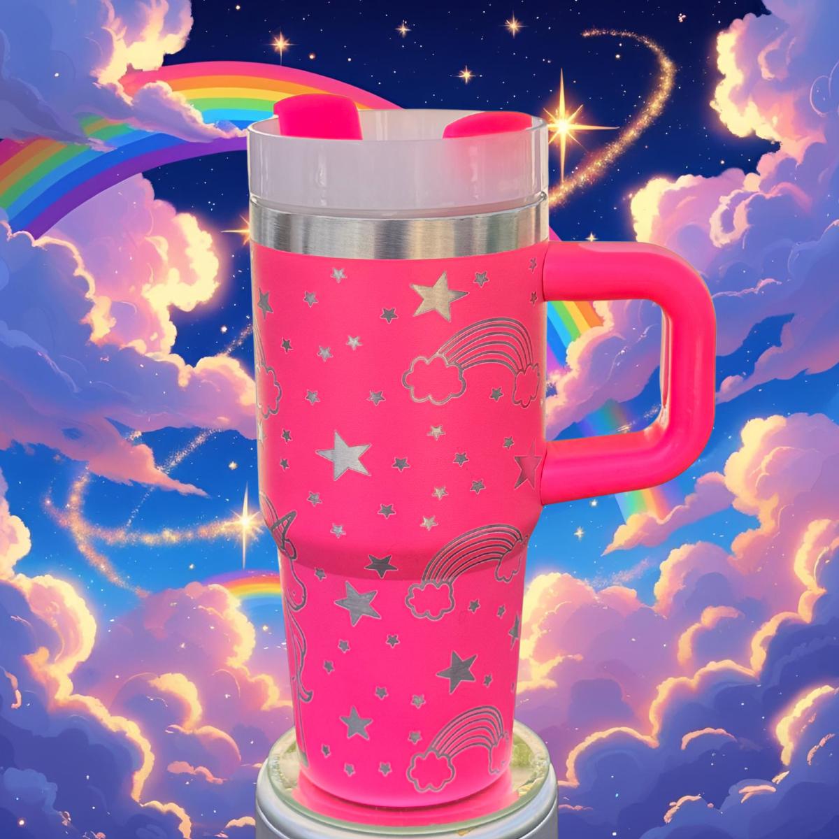 Unicorn Laser Engraved Tumbler 14 oz w/ handle