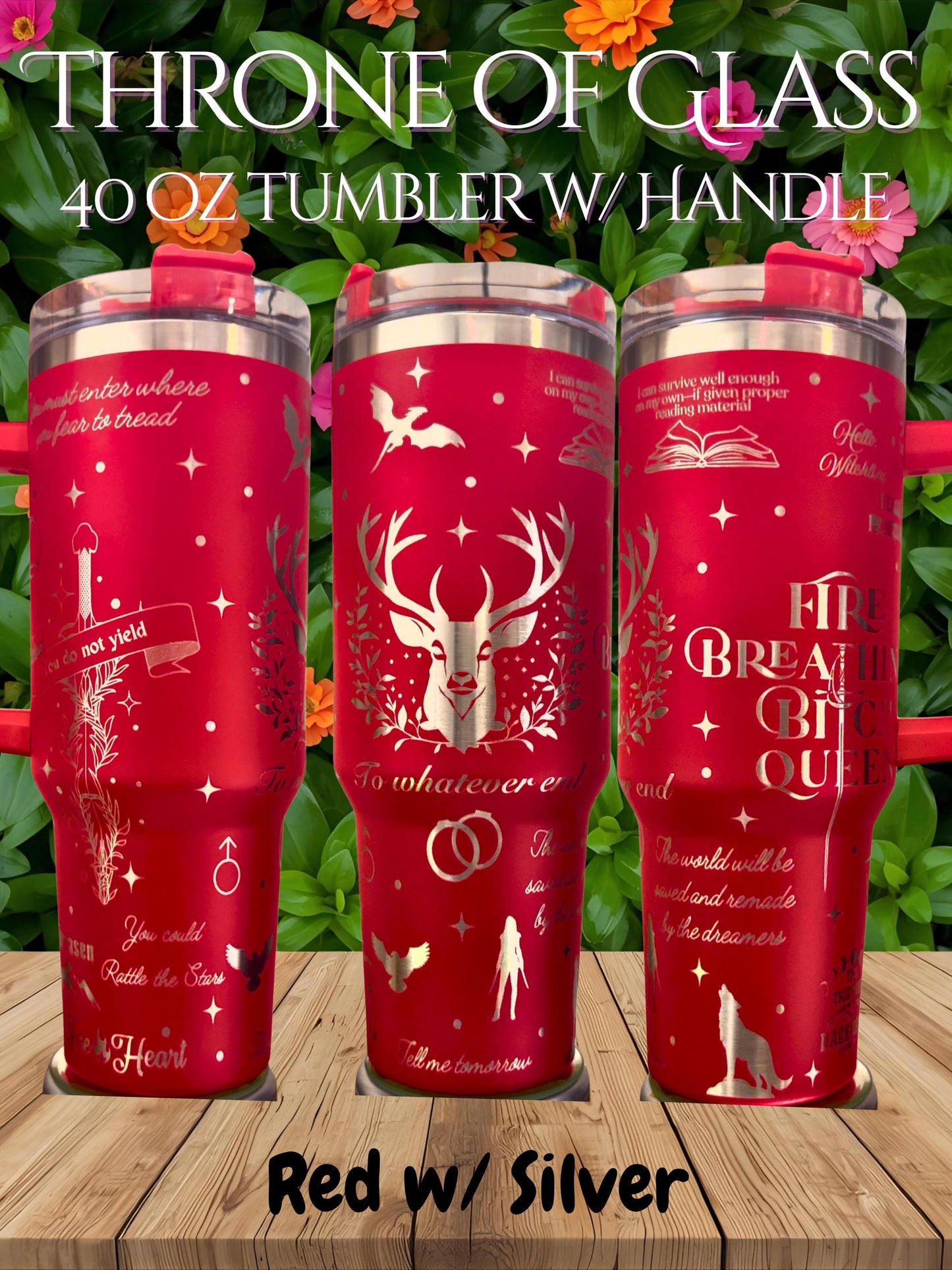 Throne of Glass laser engraved tumbler 40 oz w Handle