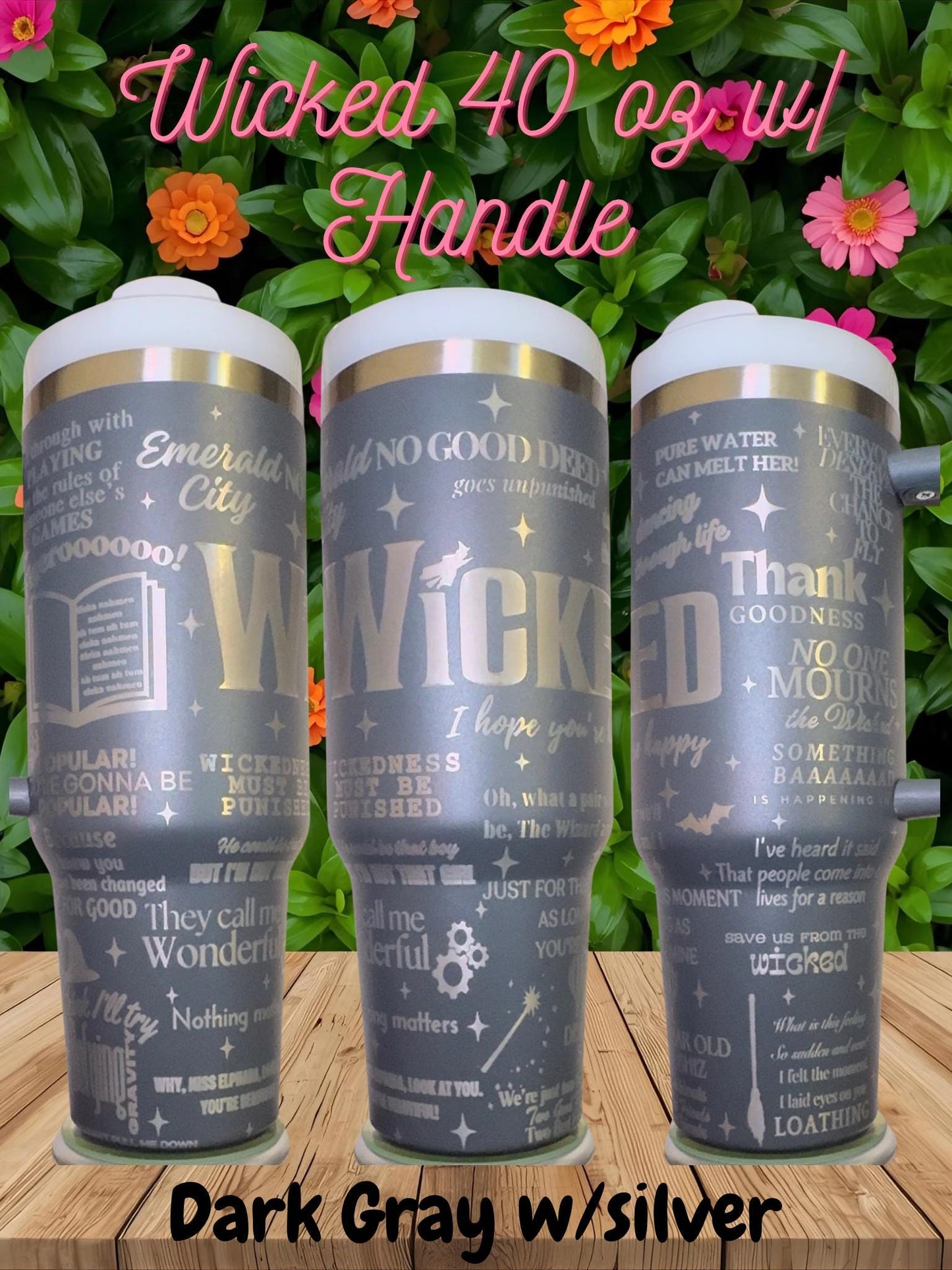 Wicked Laser Engraved Tumbler 40 oz w/ Handle