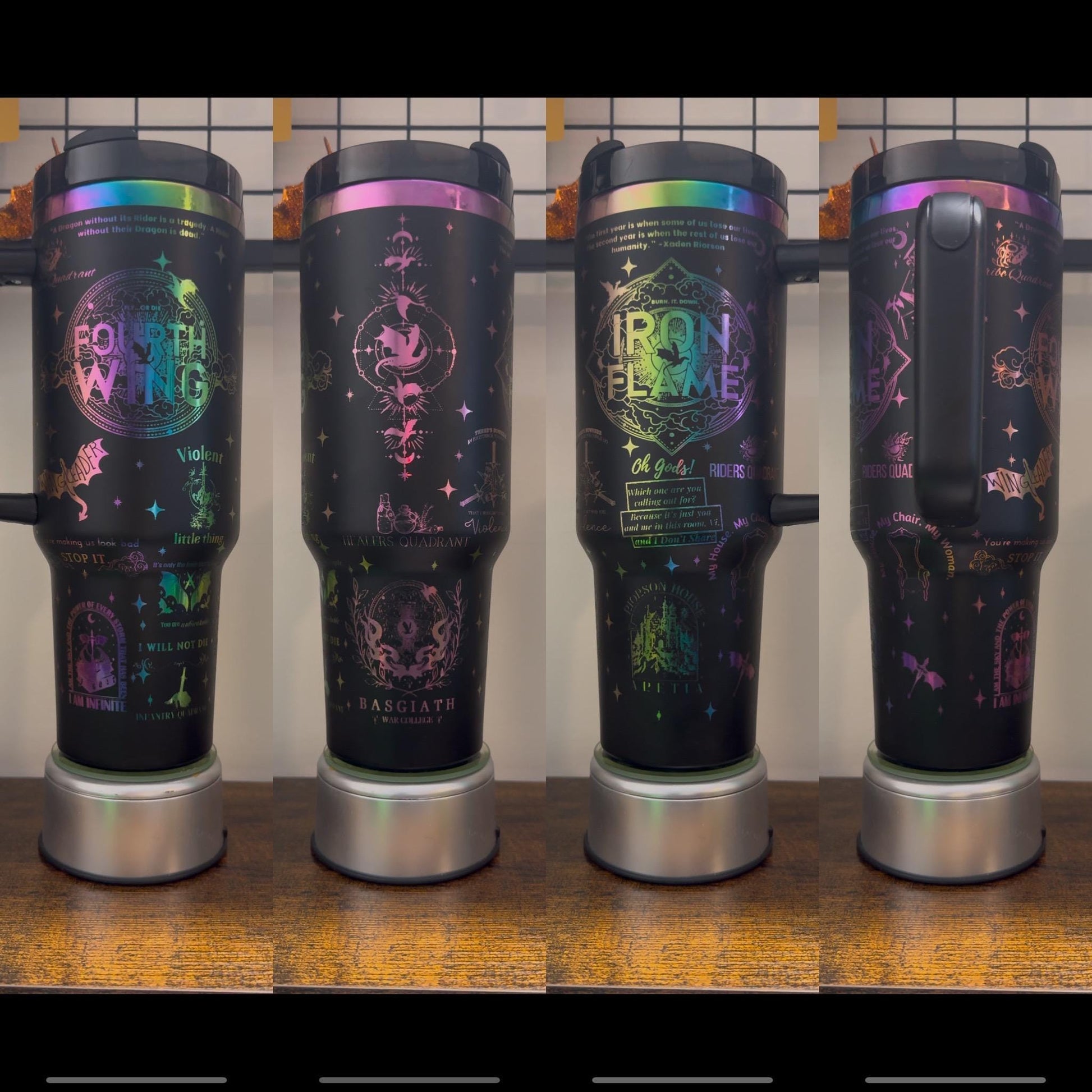 Dragon rider book engraved tumbler 40 oz w/ Handle