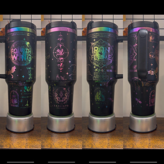 Dragon rider book engraved tumbler 40 oz w/ Handle