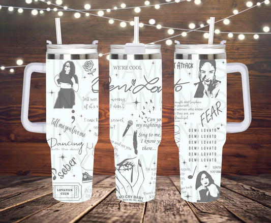 Demi Lovato Laser Engraved Tumbler 40 oz w/ Handle