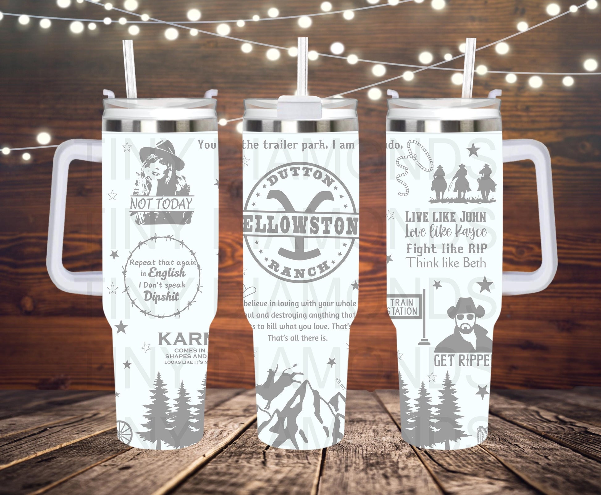 YellowStone Laser Engraved Tumbler 40 oz w/ Handle