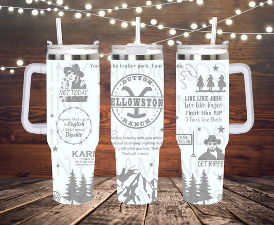 YellowStone Laser Engraved Tumbler 40 oz w/ Handle
