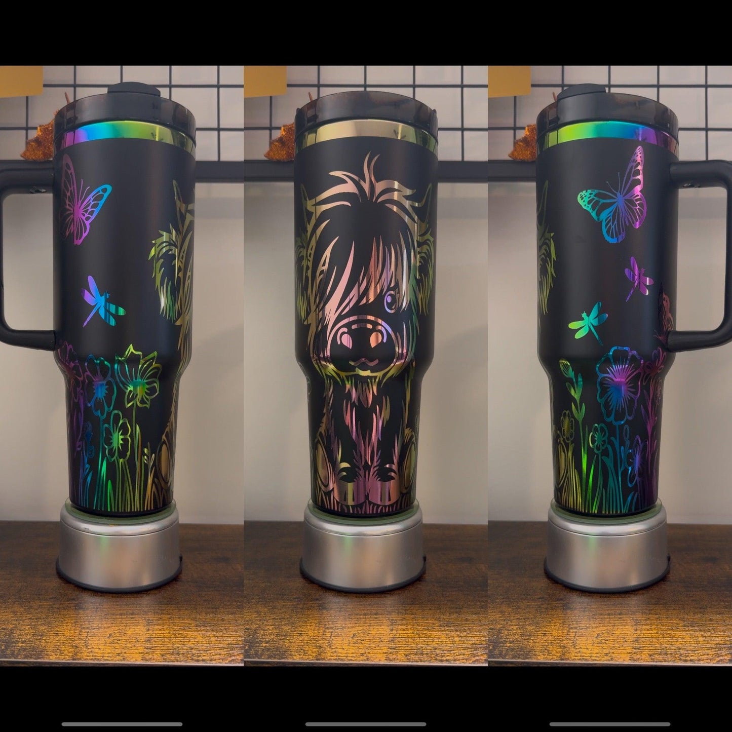 Highland Cow engraved tumbler 40 oz w/ Handle