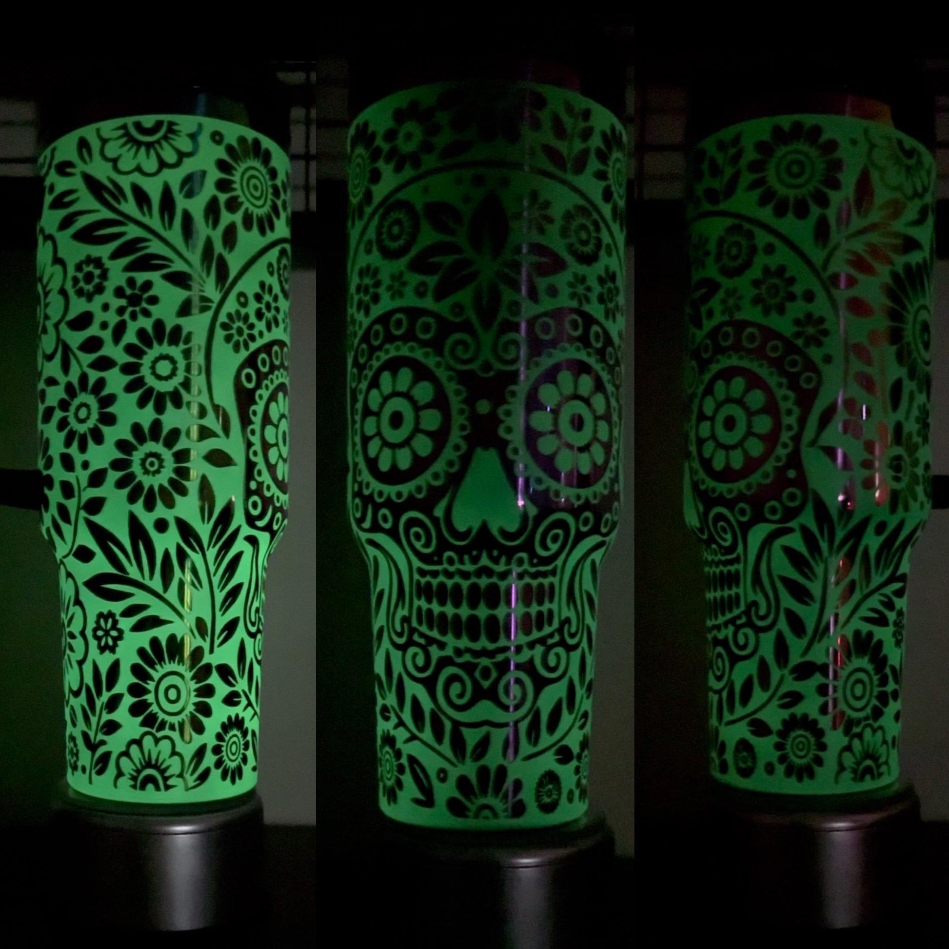 Skull engraved tumbler 40 oz w/ Handle