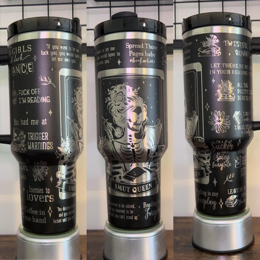Smut queen-book engraved tumbler 40 oz w/ Handle