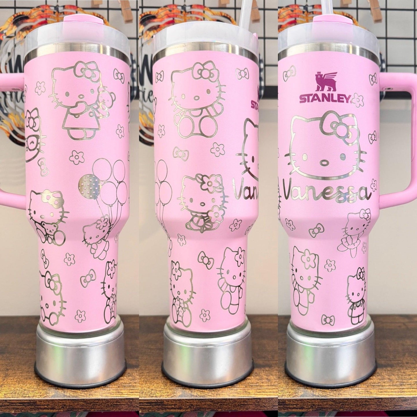 Hello Kitty Laser engraved tumbler 40 oz w/ Handle