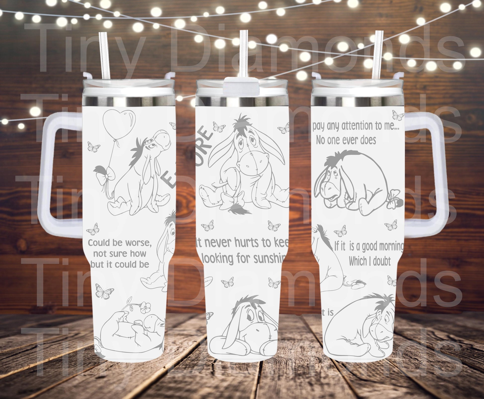 Eeyore Laser Engraved Tumbler 40 oz w/ Handle