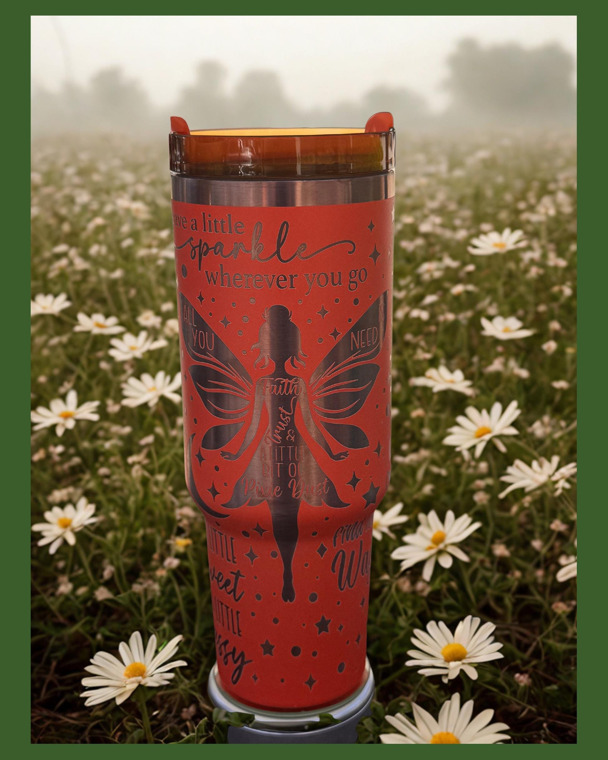 Fairy Laser Engraved Tumbler 40 oz w/ Handle