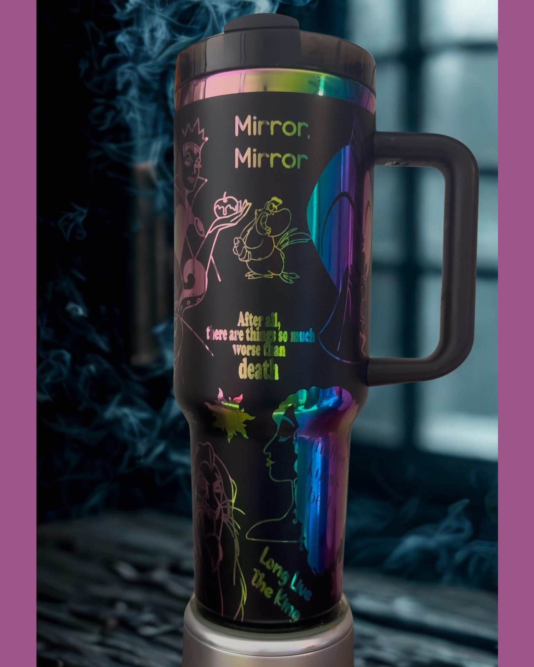 Villains' laser engraved tumbler 40 oz w/ Handle