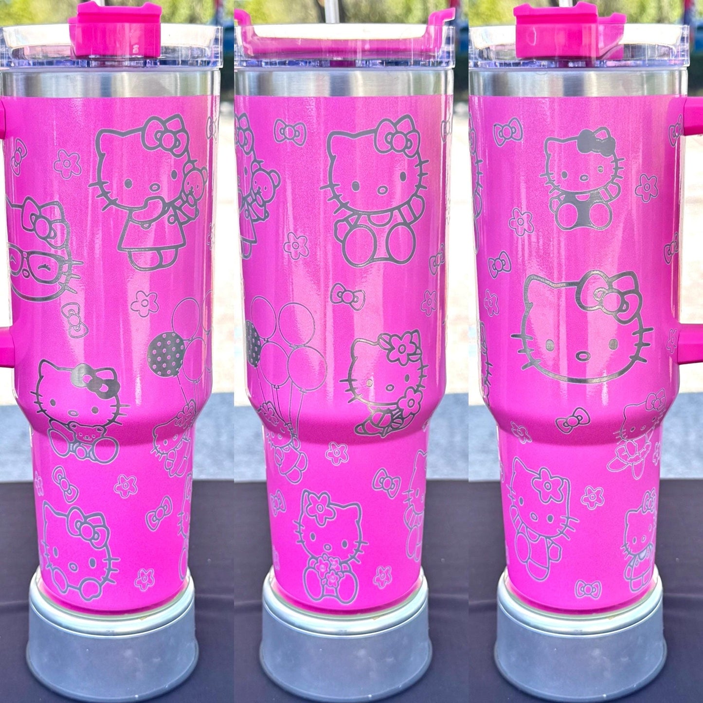 Hello Kitty Laser engraved tumbler 40 oz w/ Handle