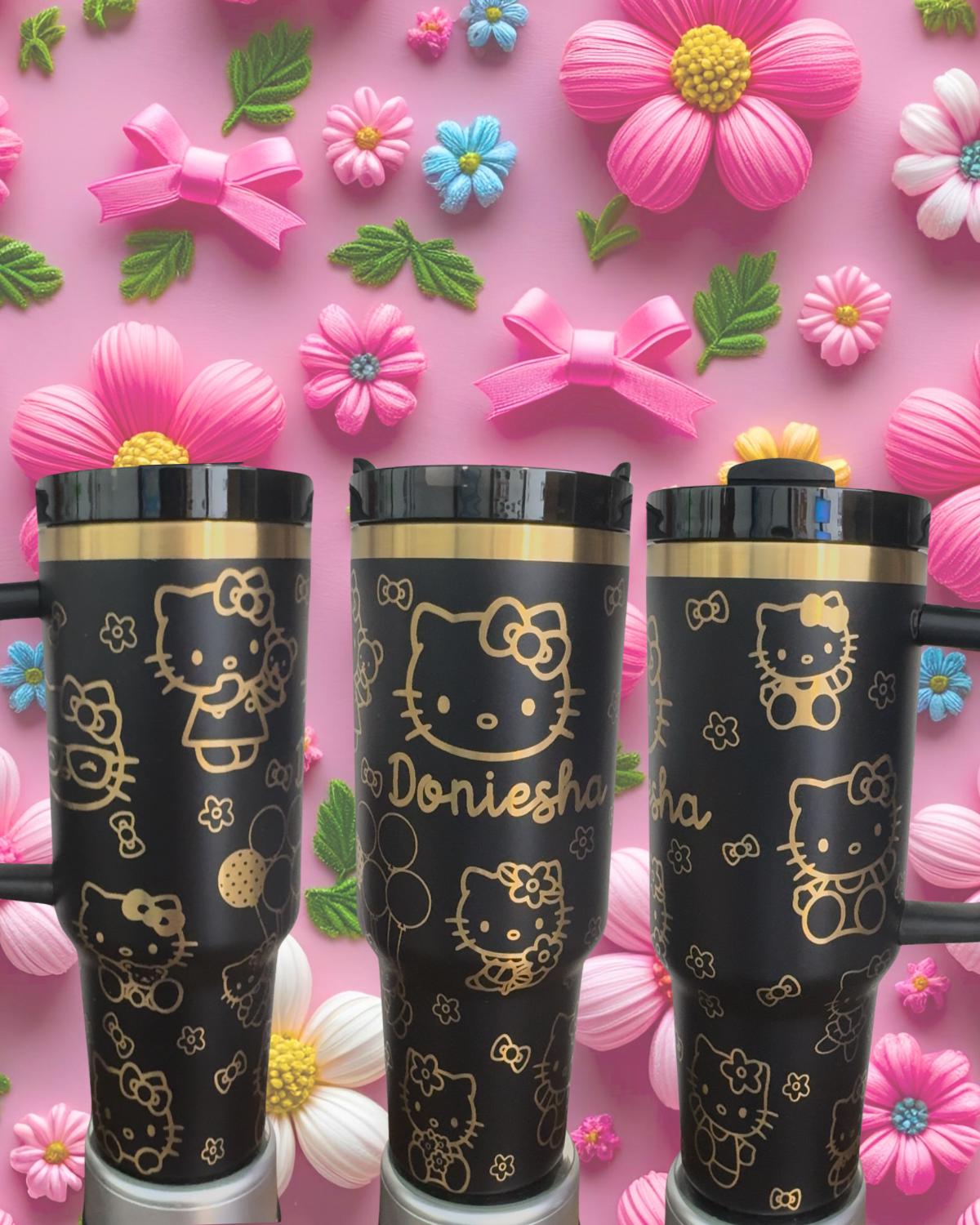 Hello Kitty Laser engraved tumbler 40 oz w/ Handle