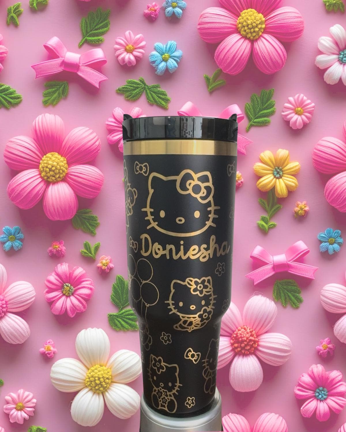 Hello Kitty Laser engraved tumbler 40 oz w/ Handle