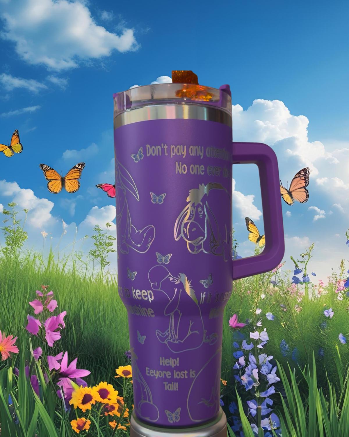 Eeyore Laser Engraved Tumbler 40 oz w/ Handle