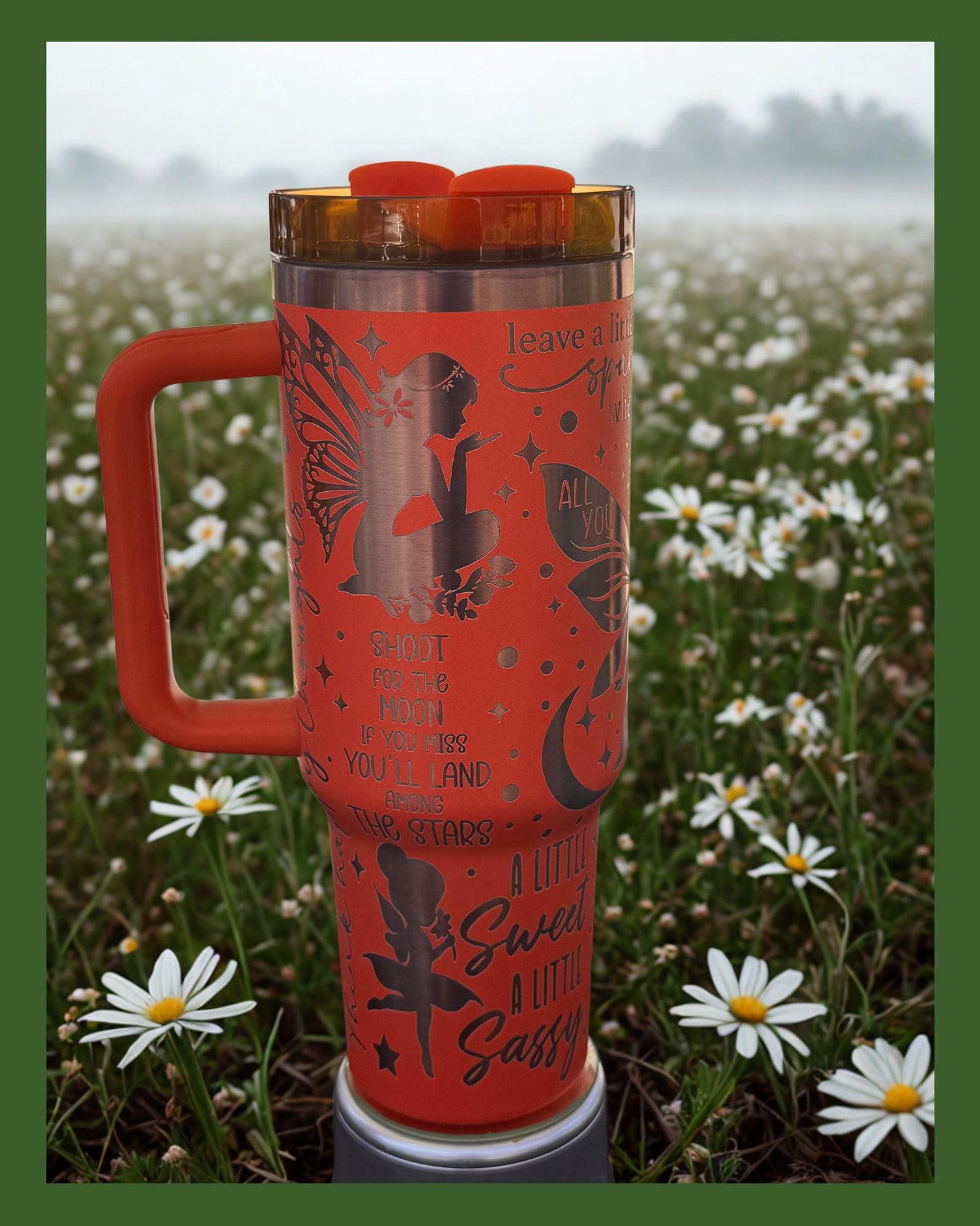 Fairy Laser Engraved Tumbler 40 oz w/ Handle