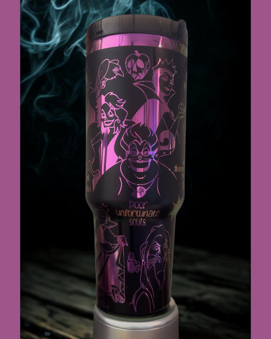 Villains' laser engraved tumbler 40 oz w/ Handle