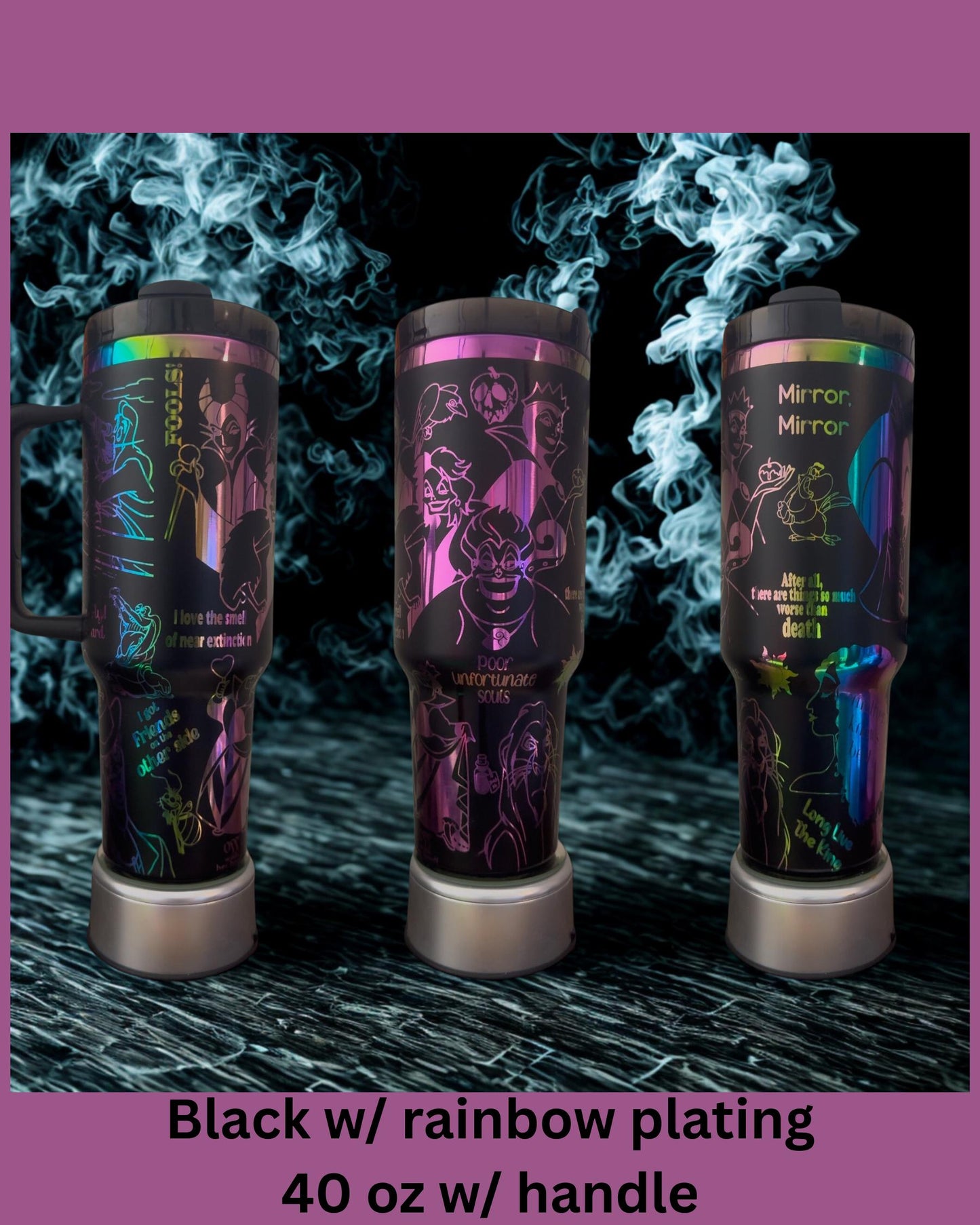 Villains' laser engraved tumbler 40 oz w/ Handle