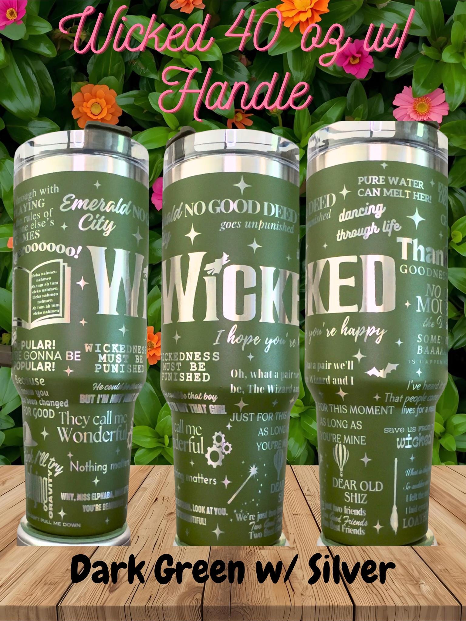 Wicked Laser Engraved Tumbler 40 oz w/ Handle