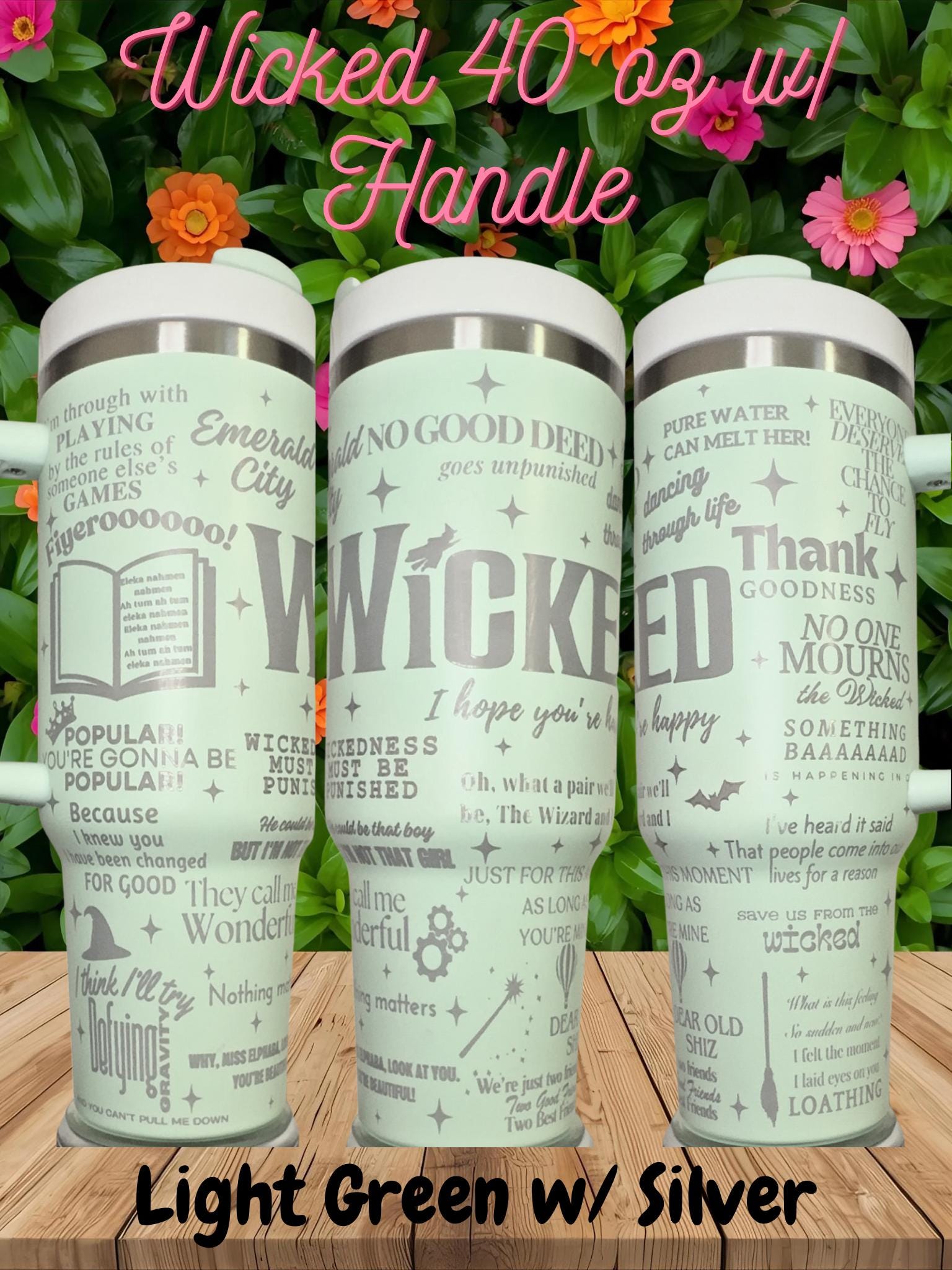 Wicked Laser Engraved Tumbler 40 oz w/ Handle