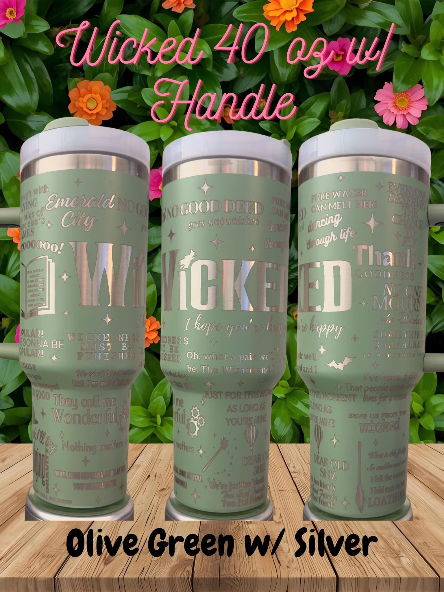 Wicked Laser Engraved Tumbler 40 oz w/ Handle