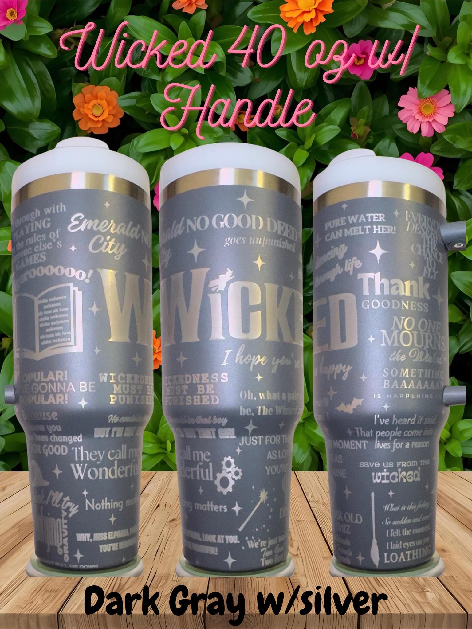 Wicked Laser Engraved Tumbler 40 oz w/ Handle
